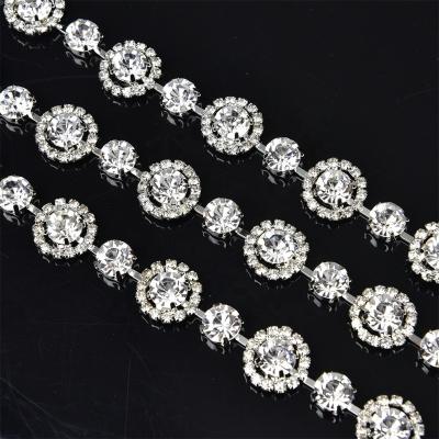 China Flatback Crystal Round Glass Rhinestone Flower Metal Diamond Trim Ribbon Sewing Wedding Chain Claw Shoes Dress Accessories for sale