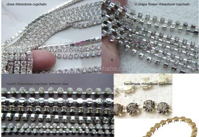 China New product from Pointback! special brass base sliver crystal rhinestone rhinestone cupchain rhinestone without claw cupchain for sale