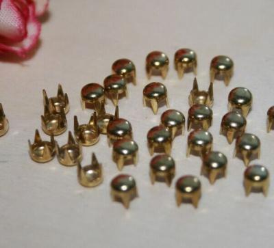 China Special Material Flatback Metal Claw Nail Head Buttons Shoe Claw Gold Color Brass Studs for sale