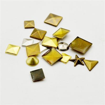 China Flatback fun hotfix square metal brass blingling beaded stud for clothing/shoes/jeans punk decoration for sale