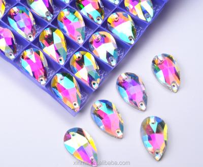 China Flatback pear shape ab 10x18mm sew on rhinestone flatback crystal teardrop shoe sewing accessories supplies for sale