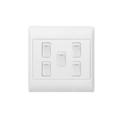 China South Africa Wall Switches And Sockets 5 Gang 2 Way Socket R1-010 for sale