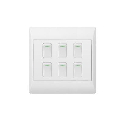 China Residential 6 Gang 1 Way / 2 Way Modern Wall Switch for sale