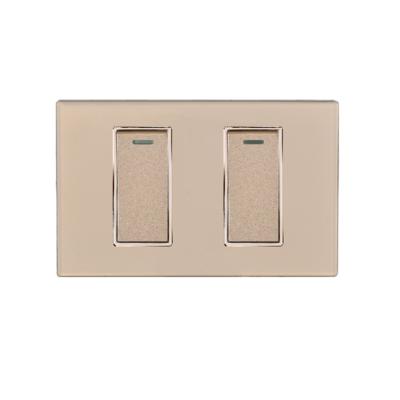 China New American Standard Easy Installation GOG 40,000 TIMES Panel 2 Gang 1 Way Glass Switch for sale