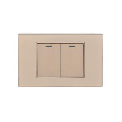 China Art Home Glass 2 Gang 2 Modern Easy Installation Electrical Switch With Silver Alloy Touch Point for sale