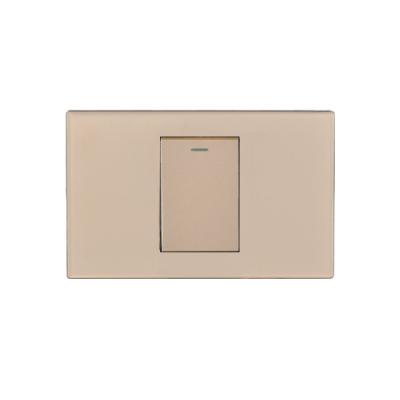 China Unique Luxury 16A Easy Installation Us Standard Gold Panel 1 Strip 2 Way 2 Way Glass Wall Switches for sale