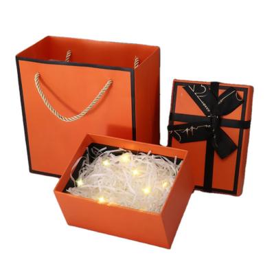 China Recyclable Gift Box Lipstick Box Orange For Girlfriend Gift OEM Creative Elegant Custom Logo Packaging Large Empty Box for sale