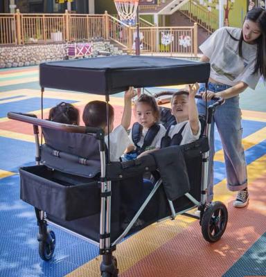 China The two front wheels can move 360 ​​degrees; Can be multi function baby stroller twin 4 seater aluminum twin baby child carriage for sale