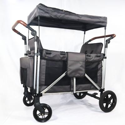 China Portable Push 2 All-Terrain Multi-Function Passenger Trolley Double Stroller Baby Stroller Easy Folding Double Stroller for sale