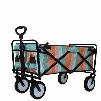 China Grocery Folding Serving Canvas Folding Trolley Cart Capacity Camping Easy Folding Sturdy Portable Rolling Lightweight Buggies for sale