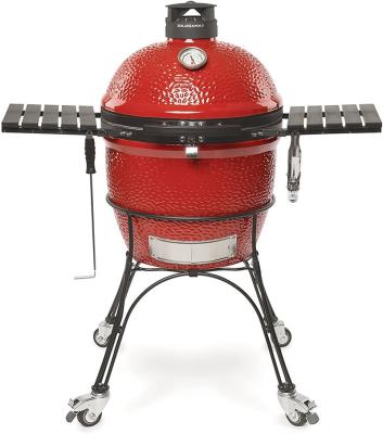 China Oven Outdoor Adjustable Large Pizza BBQ Top Outlet Factory Size Ceramic Grill Kamado Grill Trolley for 7-8 People for sale