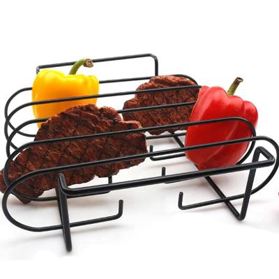 China Heavy Duty Non-Stick Rack Easily Cleaned Rib Rack Holder For Bbq Iron Roasting Rack Barbecue Grill for sale