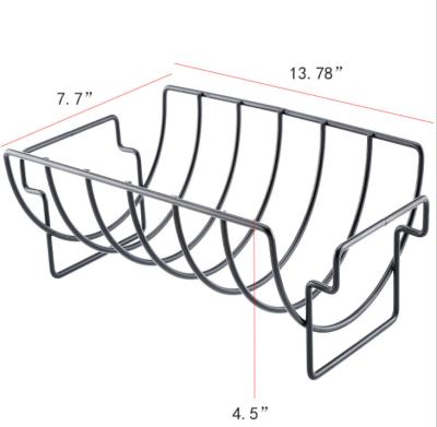 China Easily Cleaned BBQ Ribs Rack Non-Stick Grill Roast Chicken Rack Outdoor Accessory Rack Stainless Steel Rib Rack for sale