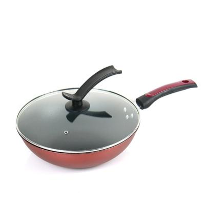 China Sustainable Casserole 1-2L Metal Cookware Sets Red Kitchen Nonstick Cookware With Pot Cover for sale