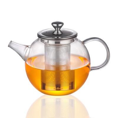 China Wholesale Viable Borosilicate Glass Heat Resistant Teapot with Infuser for sale