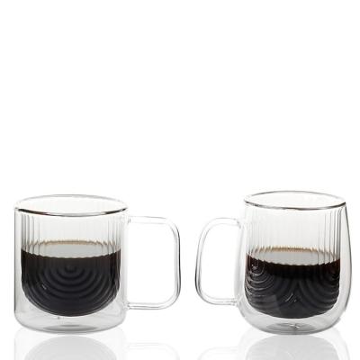 China 2021 Sustainable Hot Selling Coffee Mug Double Wall Glass Mugs With Handle for sale