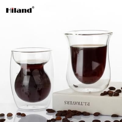 China Viable High Quality Double Walled Glass Reusable Coffee Mug Without Handle Coffee Mug for sale