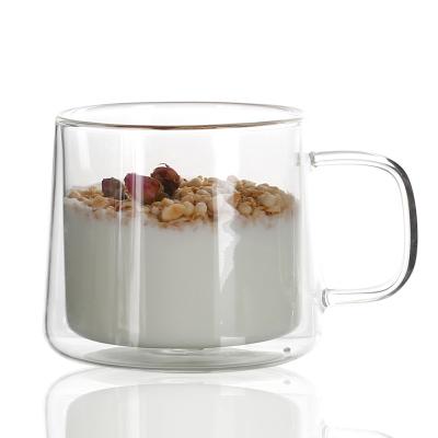 China Wholesale Sustainable Mugs Double Wall Cup Glass Mug With Lid for sale