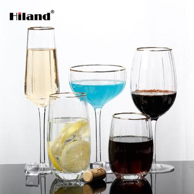 China Can be customized factory custom stemless with gold rim stemware custom transparent wine glass for sale