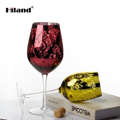 China Can Be Customized China Market Wholesale Hot Selling Retro Goblet Gold Rim Classic High Quality Colored Wine Glass For Wedding for sale