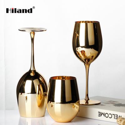 China Can be factory supply customized direct hand-pick copper plating copper wine glass stem whiskey goblet mug cup wine glass for sale