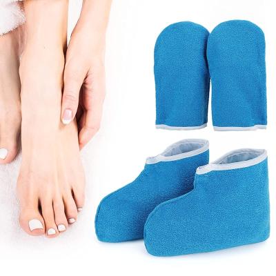 China Women Men Foot SPA Paraffin Wax Work Hand Treatment Gloves Foot Spa Cover Hand Skin Care Therapy Blue for sale