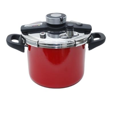 China High End Durable Energy Saving Red Color Enamel Safe Commercial Stainless Steel Pressure Cooker for sale