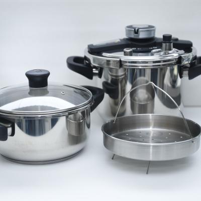 China Sustainable High Quality Stainless Steel Pressure Cookers With Steamer And With Glass Cover for sale