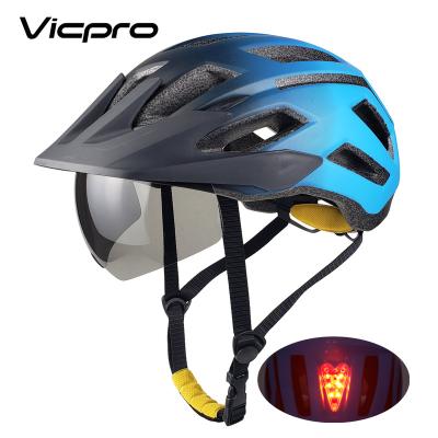 China Off-Road Bike Helmets With Visor New Model Hyperlight In-mold Bicycle Custom Helmet With LED Light for sale