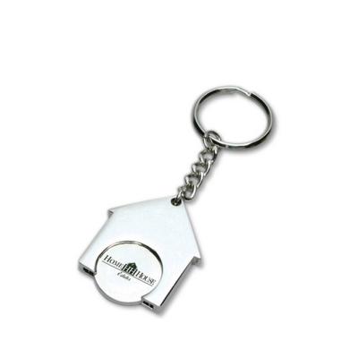 China Promotional Chamber of Europe Shaped Metal Matt Silver Trolley Coin Keychain for sale