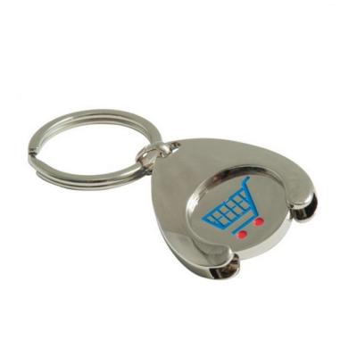 China Zinc Alloy / Iron Custom Metal Enamel Logo Supermarket Shopping Trolley Coin Key Chain for sale