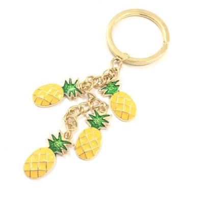 China Enamel Folk Charm Design Pineapple Art Souvenir Metal Zinc Alloy Key Chain for sale