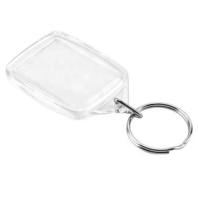 China Promotion Gift Clear White Universal Transparent Logo Frame Around Acrylic Key Chain for sale