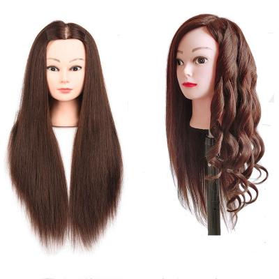 China Silky Straight Head Doll Hair Wave Cosmetology Dummy Mannequins With Wig Female Golden Brown Mannequin With Hair for sale