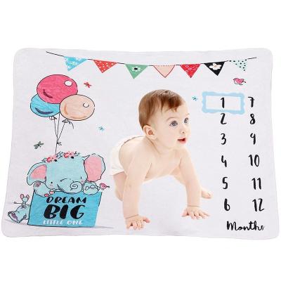 China Wearable Custom Printing Infant Wrap Flannel Blanket Fleece Monthly Milestone Blanket For Baby for sale