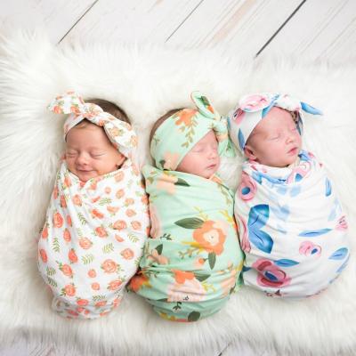 China PORTABLE Factory Selling Headband and Organic Floral Wrap Cover Set Baby Wrap Sleeping Bag for sale