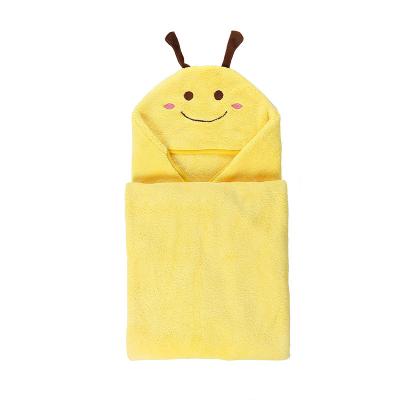 China Factory Direct Selling Fleece Baby Hoodie Blanket Baby Towels Hypoallergenic Coral Towel for sale