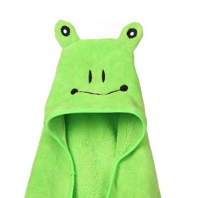 China Hypoallergenic Custom Designs Coral Fleece Baby Hoodie Blanket Baby Towels Baby Hoodie Towel for sale