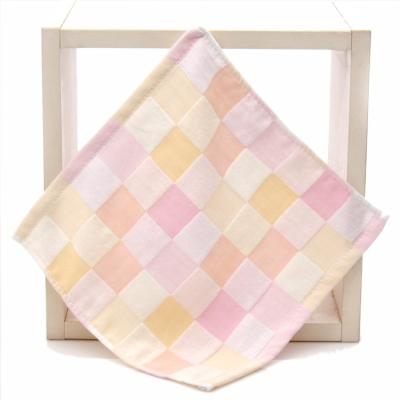 China Factory Direct Sale Double Layers Cotton Gauze Plaid Square Baby Muslin Bandana Viable Drool Bibs for sale