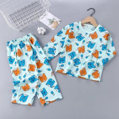 China Breathable Custom Printing 100% Cotton Long Sleeve Boys Sleepwear Children 2pcs Pajama Set Boy Pajamas for sale