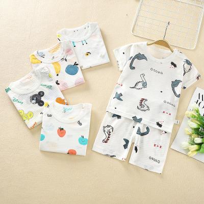 China Lovely Breathable Hot Selling Printing Kids Short Sleeve Two Piece Pajamas Set For Baby Kids for sale