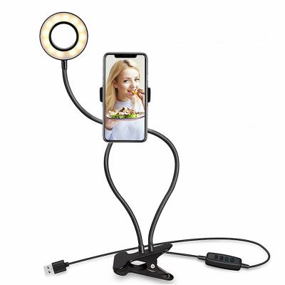 China Adjustable Selfie Live Streaming Clamp Beauty Light Ring Mobile Phone Accessories Holder for sale