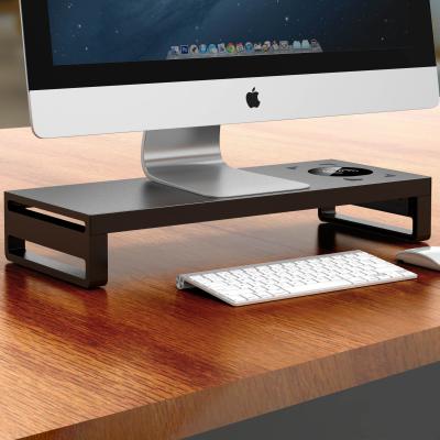 China (Size) NEW Adjustable Computer Desk Monitor Screen Metal Stand LCD Riser with Left Extension USB Wireless Metal Charging Stand for sale