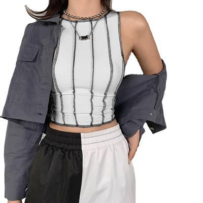 China KSX1738364 Hot Sale Fashion Anti Shrink Simple Casual Ladies Slim Sleeveless Soft Stripe Tank Tops for sale