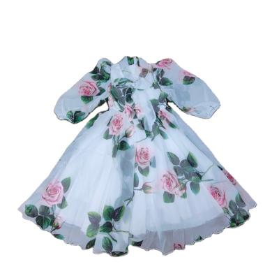 China Anti-Wrinkle Newcomer 3 To 12 Years Teenage Girls Long Chiffon Dresses Summer White Floral Girls Flower Dress With Bow for sale