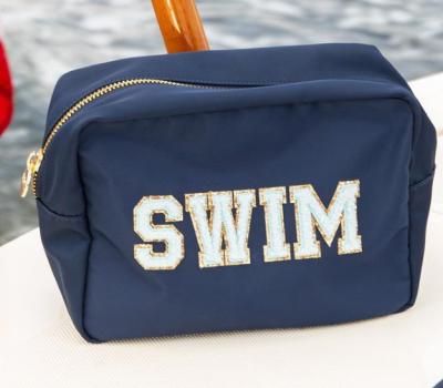 China Fashion RTS Christmas Gifts Navy Blue Cosmetic Bag For Men Waterproof Jewelry Nylon Bag Make Up Bag for sale