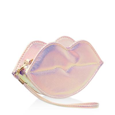 China Holographic Convenient Bag Saffiano Leather Clutch Women Bag Lip Bracelet for sale