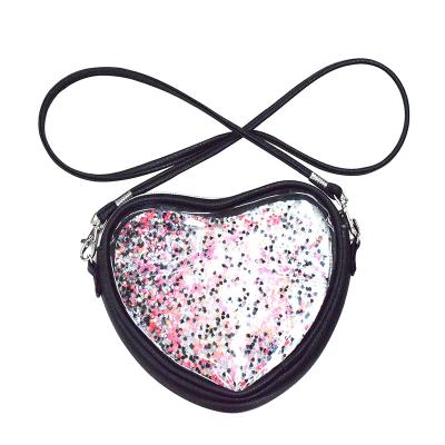 China Fashion lychee grain PU and PVC shoulder bag fashion heart shape shoulder bag for girls for sale