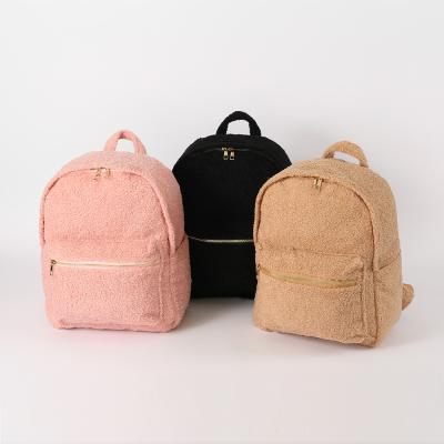 China Low MOQ New Fashion Anti-theft Running Girls Sherpa Kids Women Men Schoolbag Small School Backpack Bag for sale