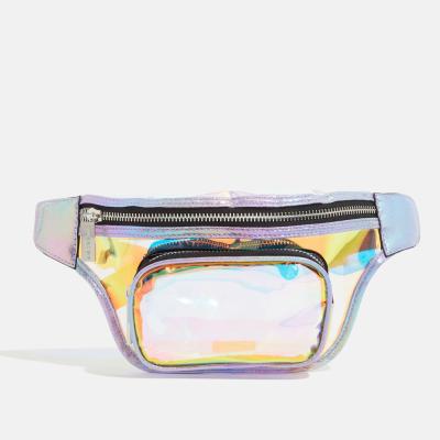 China Custom Water Proof Waist Bag For Women Travel Sports Shopping Clear Fashion Shinny Money Belt Bum Bag Fanny Pack for sale